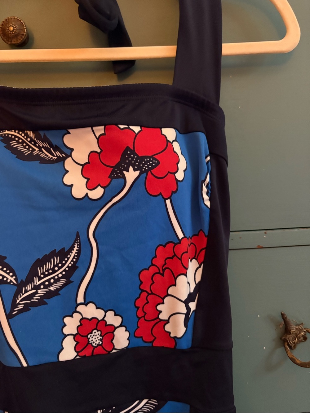 Boden Blue Floral Halter One-Piece Swimsuit